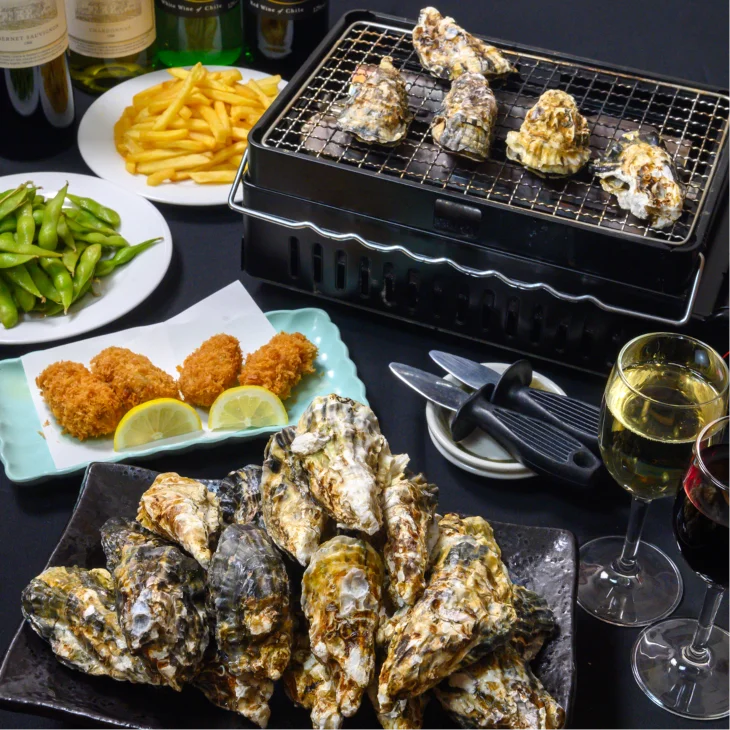 焼き牡蠠コース